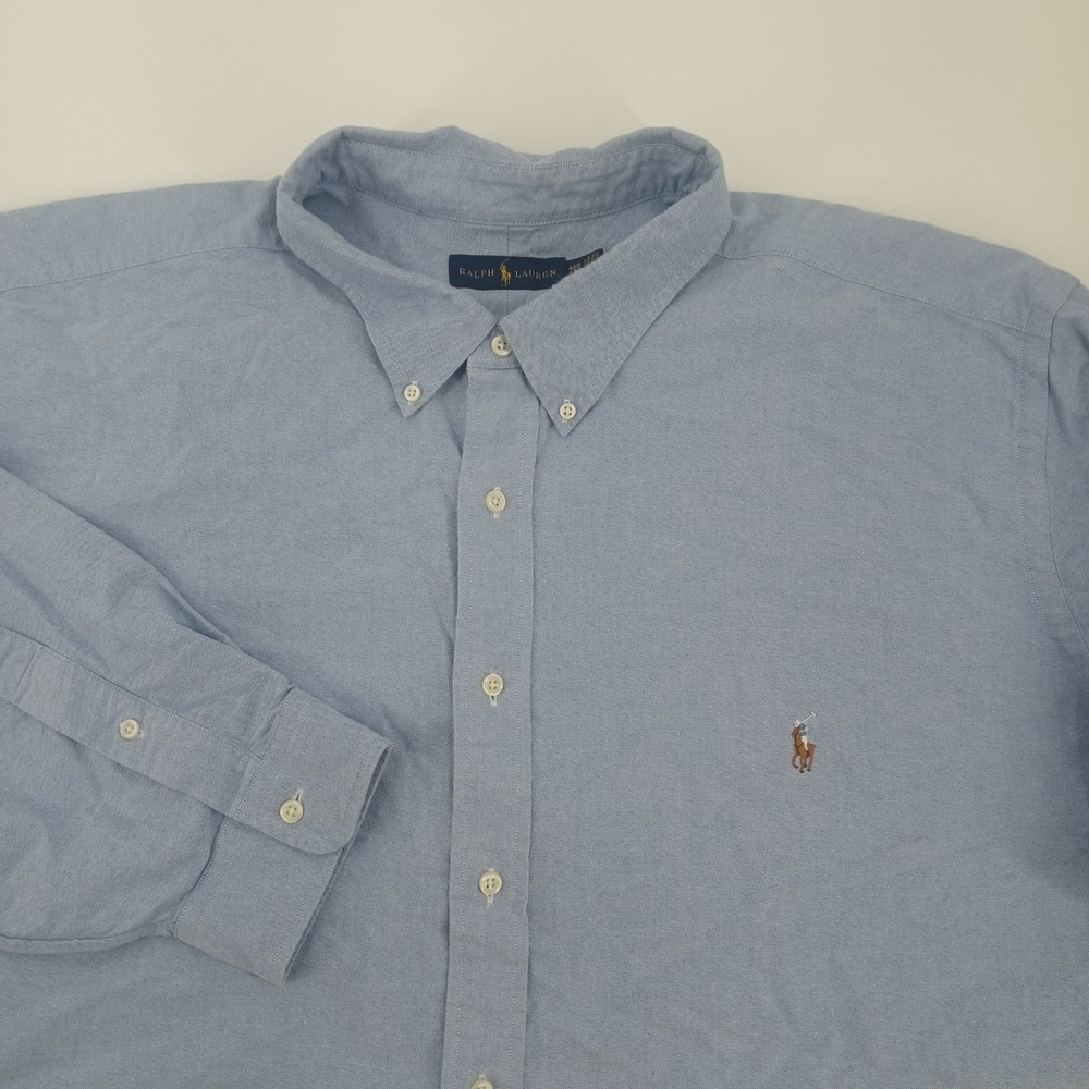 Ralph Lauren Mens 4XB Light Blue Oxford Button Down Long Sleeve Shirt Big & Tall